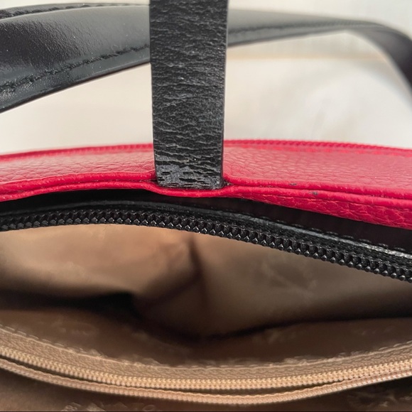 La Tour Eiffel Red Pebbled Leather Bag Vintage Paris - Picture 5 of 10